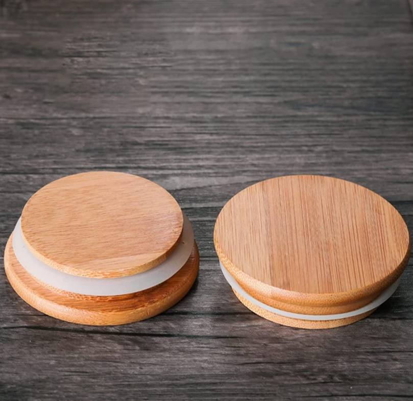 Gambar produk SOLUNA Toples Kaca Glass Food Storage Wooden Lid Pyramid Shape Jar 500ml - S12
