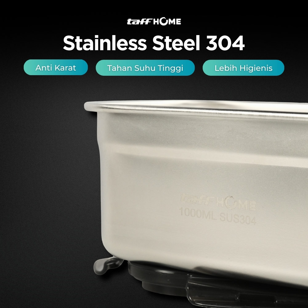 Gambar produk TaffHOME Kotak Makan Anti Tumpah Reguler Lunch Box Stainless Steel 304 1000ml - Slyz52