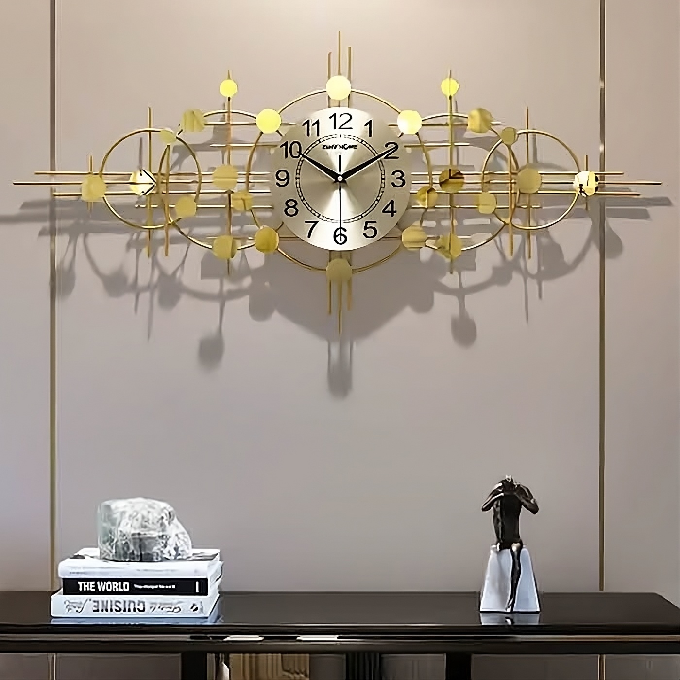 Gambar produk TaffHOME Jam Dinding Elegan European Style Iron Silent Movement 90cm - OG-42