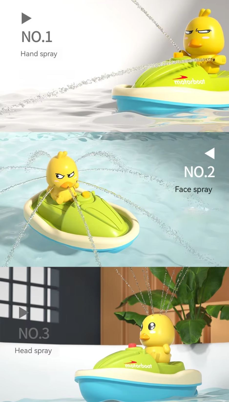 Gambar produk BAKA Mainan Mandi Anak Cute Duck Bathtub Boat Toy Water Spray Toddlers - INU132