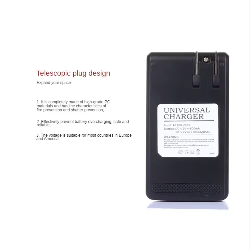 Gambar produk FMA Universal Battery Charger US Plug 4.2V with LCD USB Port 5.2V - A73E