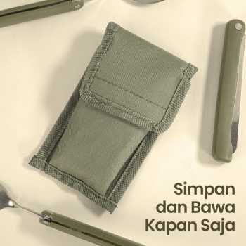 Gambar produk YOUGLE Set Alat Makan Sendok Garpu Lipat Portable Cutlery Swiss Army - A009