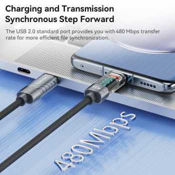 Gambar produk Toocki Kabel Data USB Type C to Type C Fast Charging LED Display 100W 2M - TXCTT1-ZXA0G