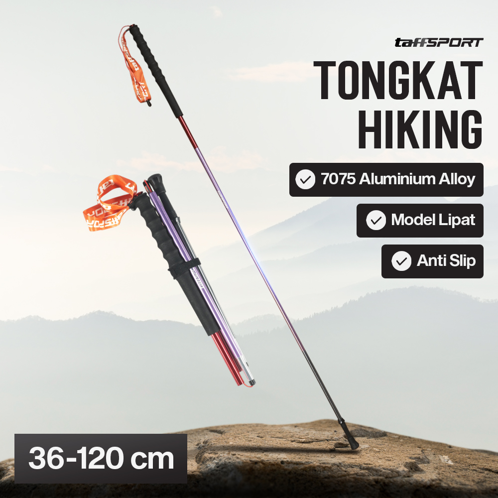 Gambar produk TaffSPORT Tongkat Hiking Lipat Trekking Pole Aluminium Alloy 120 cm - Z1802