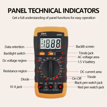 Gambar produk Digital Multimeter AC DC Volt Current Tester LCD Display - A830L