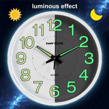 Gambar produk TaffHOME Jam Dinding Bulat Quartz Luminous Glow in The Dark 30cm MDB4
