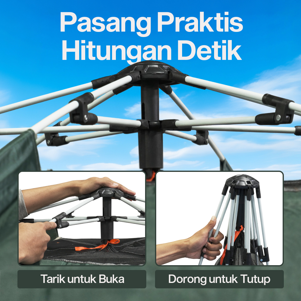 Gambar produk AstaGear Tenda Camping Lipat Otomatis 5-8 Orang Double Layer Rainproof - SH-015