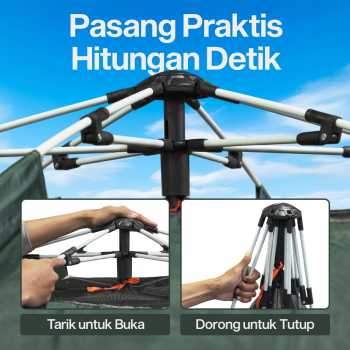 Gambar produk AstaGear Tenda Camping Lipat Otomatis 5-8 Orang Double Layer Rainproof - SH-015