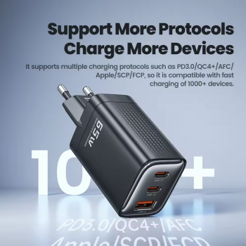 Gambar produk Toocki Kepala Charger USB Fast Charging Multi Port PD QC 4.0 GaN 65W - TCT65-22EU