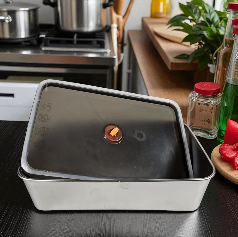 Gambar produk KAOHEEG Kotak Makan Lunch Box Stainless Steel 201 Single Layer 1.6L - KH16