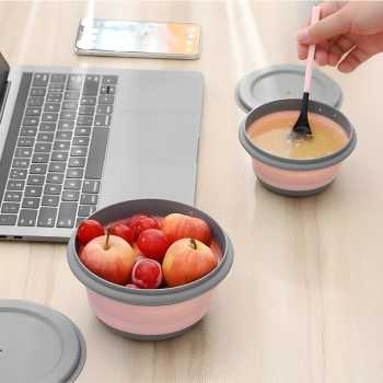 Gambar produk LORV Kotak Makan Lunch Box 3in1 Foldable Silicone 300ml 600ml 1200ml - B1