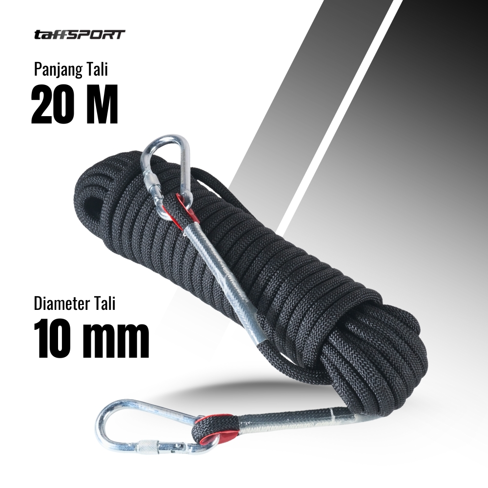 Gambar produk TaffSPORT Tali Paracord Panjat Tebing Climbing Rope 10mm Steel Buckle 20M - P4