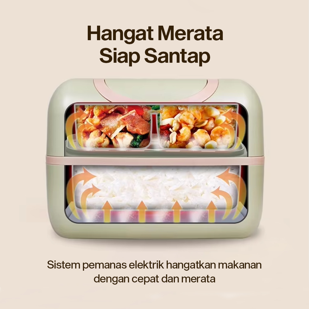Gambar produk BILLBEAR Kotak Makan Pemanas Elektrik Double Layer Lunch Box 2 Bowl 2L - BE-FH888