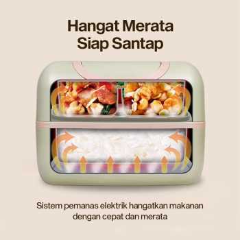 Gambar produk BILLBEAR Kotak Makan Pemanas Elektrik Double Layer Lunch Box 2 Bowl 2L - BE-FH888