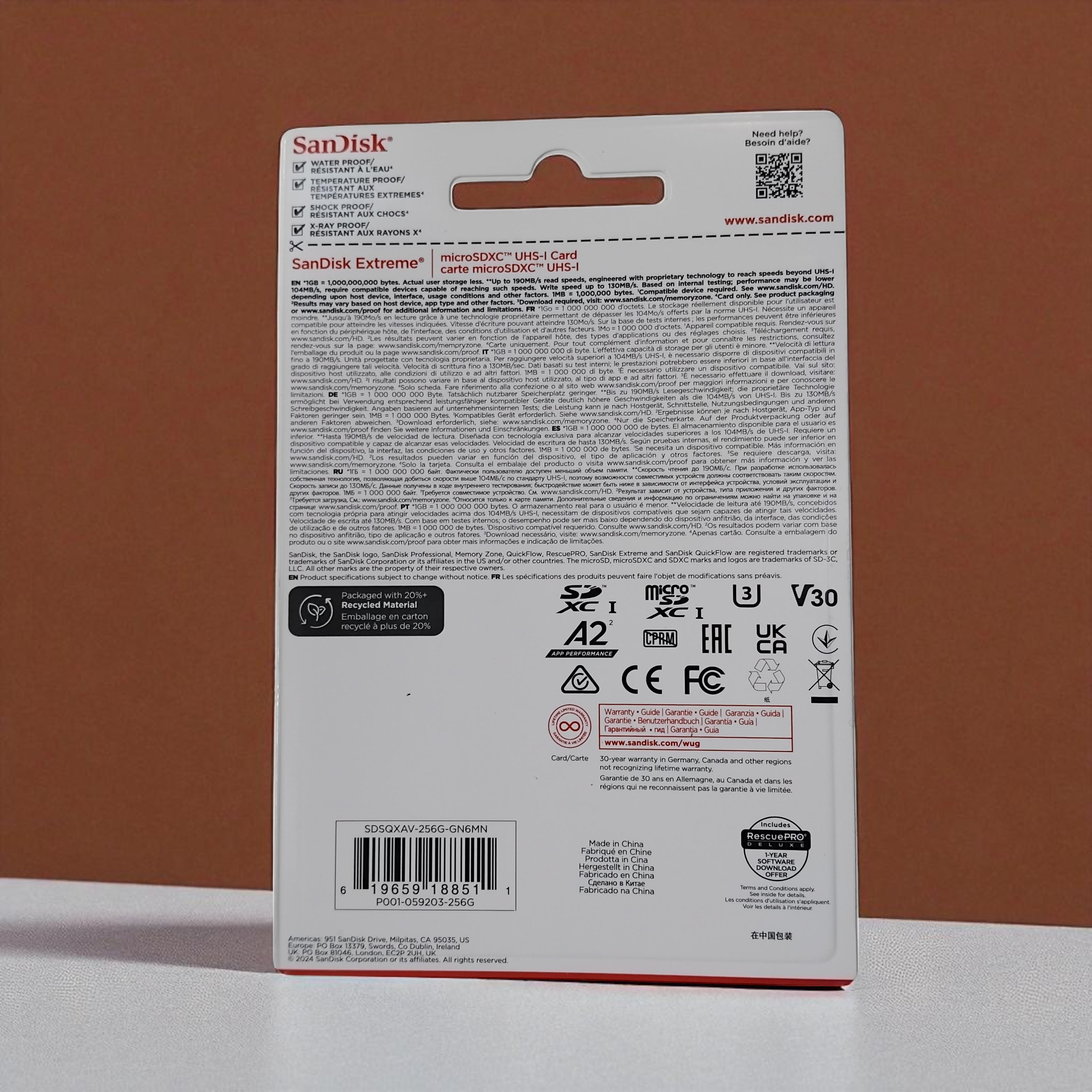 Gambar produk SanDisk Extreme microSDXC V30 A2 U3 256GB-SDSQXAV-256G