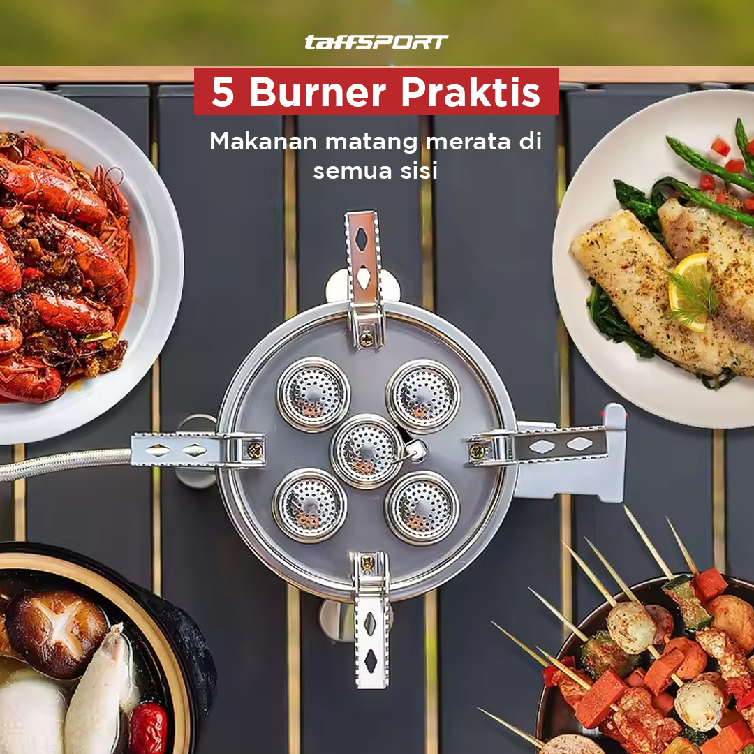 Gambar produk TaffSPORT Kompor Gas Portable Lipat 5 Burner Ultralight Camping Stove - WS542