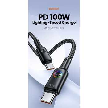 Gambar produk Toocki Kabel Data USB Type-C Multifungsi Fast Charging RGB 20V 6A 100W 1.8M - TQ-X45