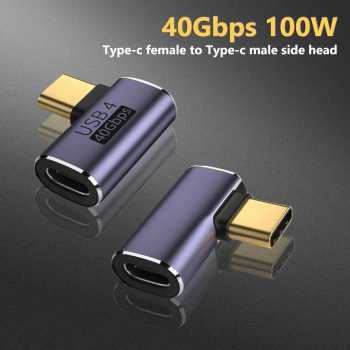 AOLLON USB Type C 4.0 Female Male Adaptor Side Head 40 Gbps - BK-42