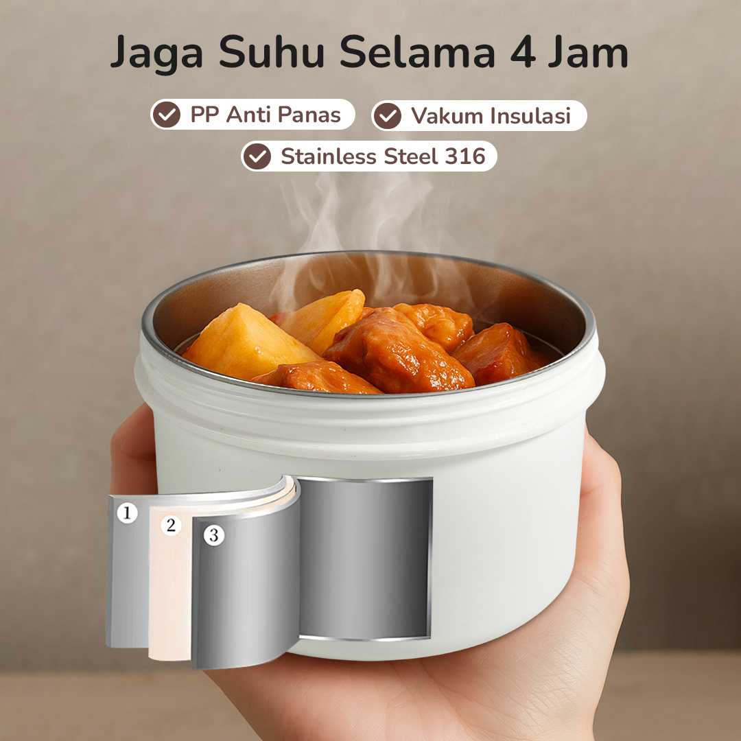 Gambar produk SUNGMAOY Kotak Makan Tahan Panas Lunch Box 3in1 470ml 650ml with Bag - SM31