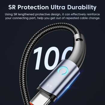 Gambar produk Toocki Kabel Data USB Type C Fast Charging Braided LED Light 66W 6A 25cm - TQ-X02
