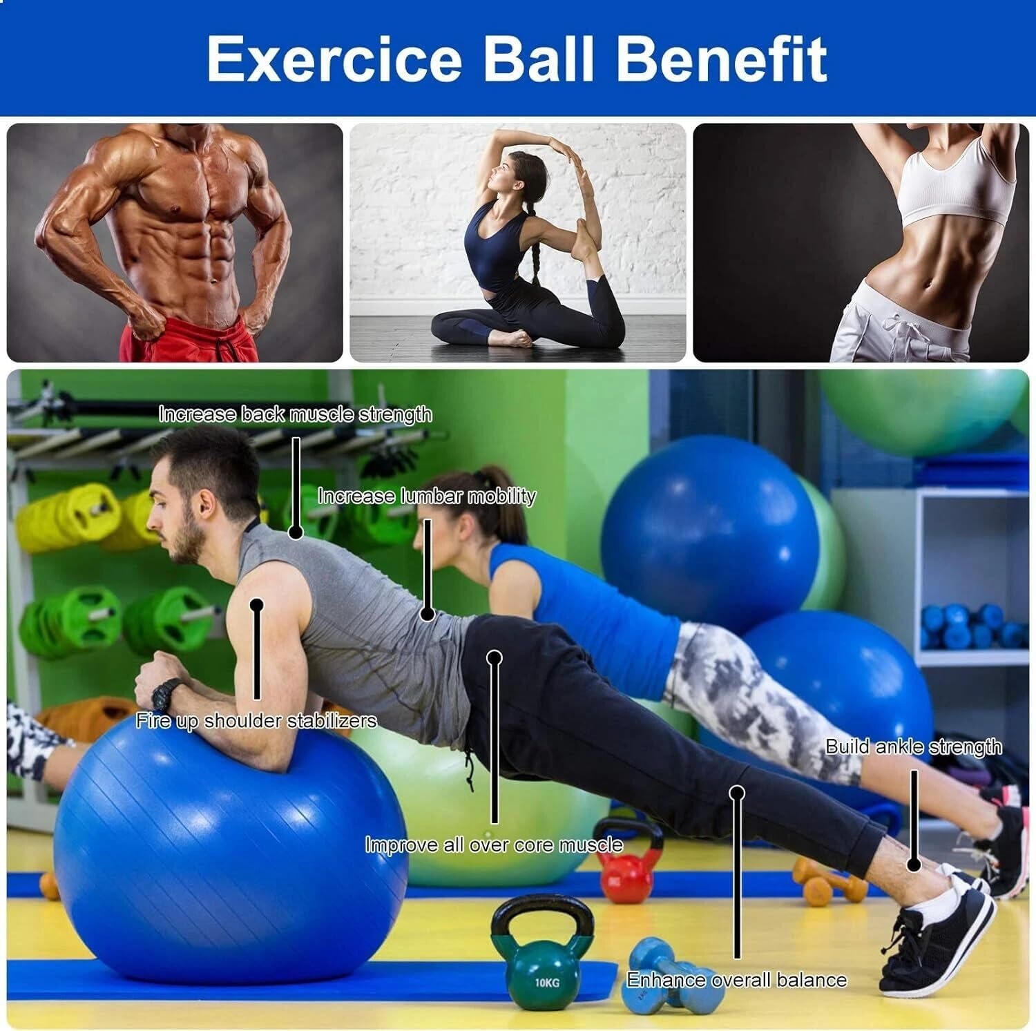 Gambar produk Gym Ball Bola Yoga Pilates Fitness PVC 55cm