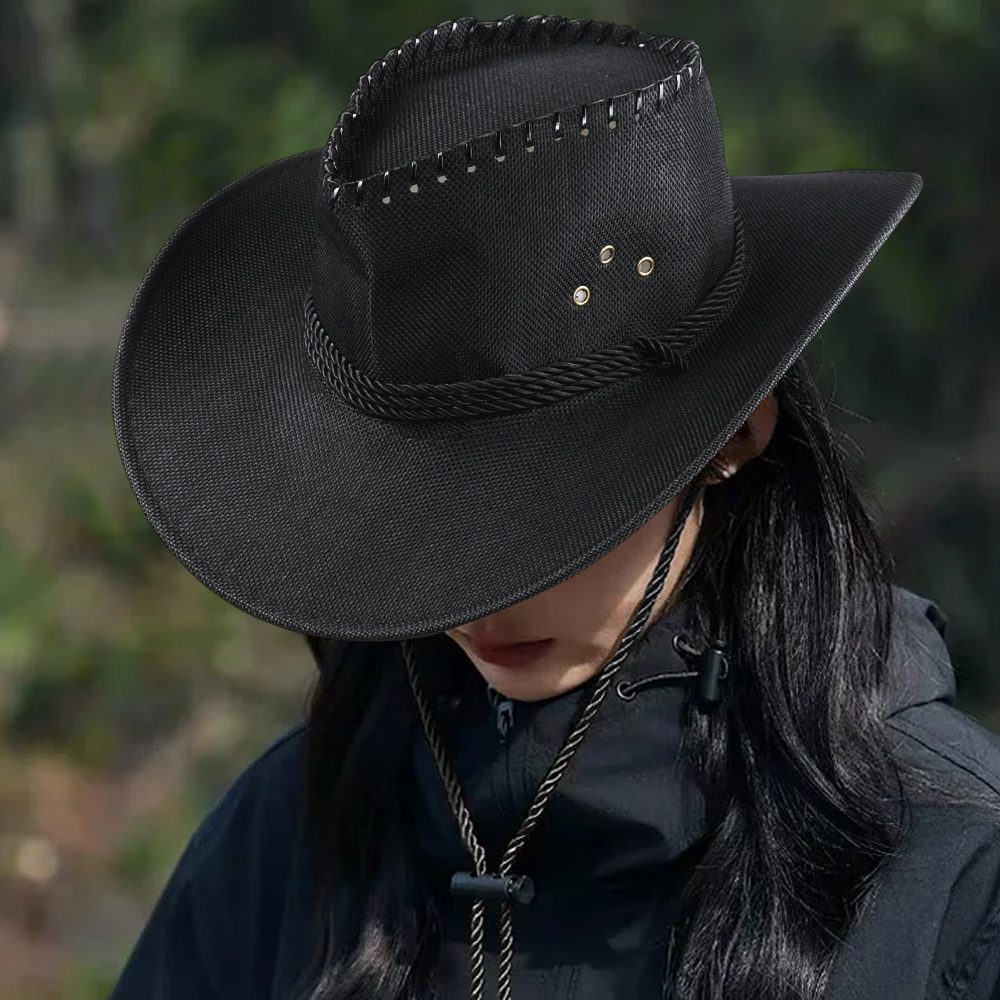 Gambar produk Topi Cowboy Unisex Hat Cotton Hemp Sunhat Wild Brim - Jn45