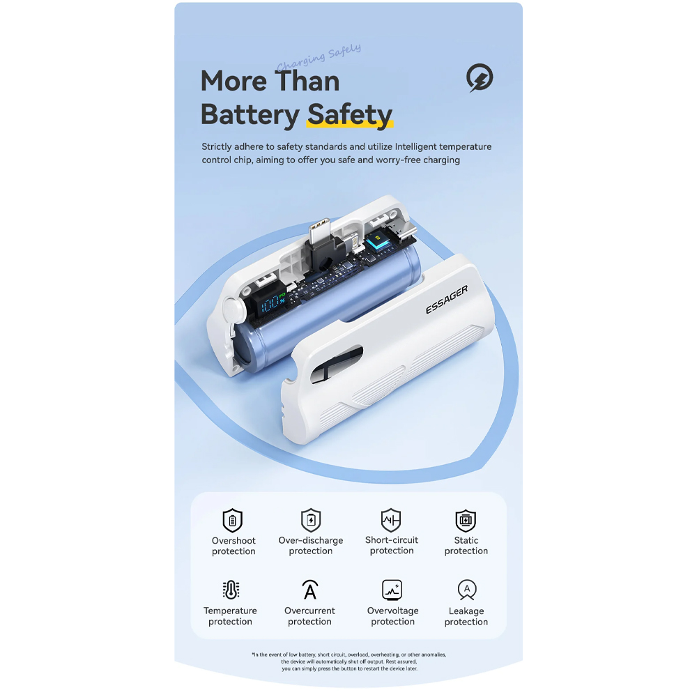 Gambar produk ESSAGER Power Bank Kapsul Mini 2in1 Type C Lightning PD 20W 5000mAh - QH-185