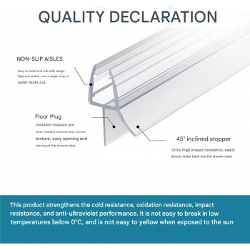 Gambar produk Villy Seal Strip Penutup Celah Pintu Kaca Kamar Mandi Tebal 4-6mm 50cm 20mm - V50