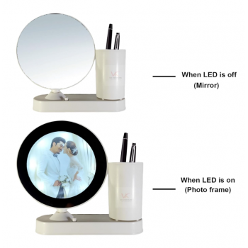 Gambar produk VENTURE Cermin Foto Magic Mirror Photo Frame LED with Pen Holder - B0F6