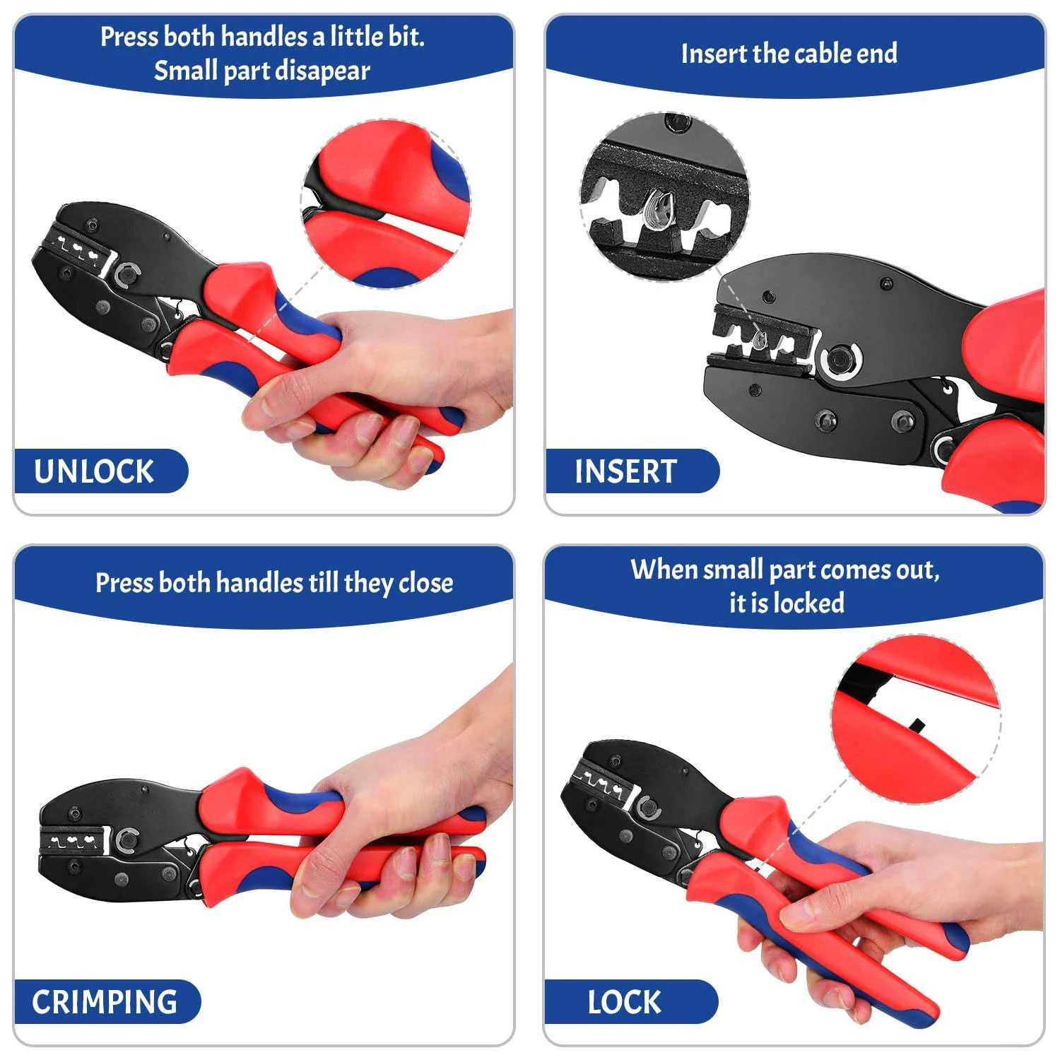 Gambar produk Clamplus Tang Crimping Wire Cable Terminal Pliers 13-10 AWG 2.5-6mm2 - LY-2546B
