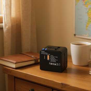 Gambar produk COKYI Travel Adaptor Universal Plug EU UK US/AUST 2.1A USB A USB C - 148-30W-1U1C