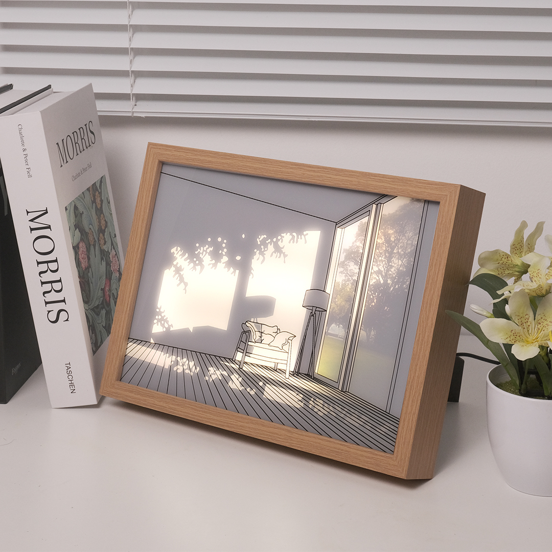 Gambar produk INS Lampu Meja Hias 3D Lukisan Kayu Akrilik 3in1 Color Painting LED Empty Room - DR5W