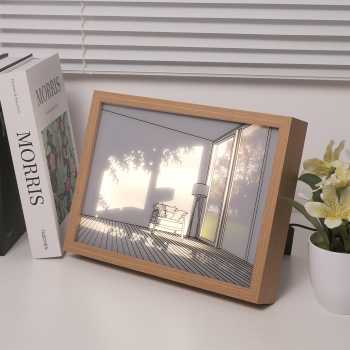 Gambar produk INS Lampu Meja Hias 3D Lukisan Kayu Akrilik 3in1 Color Painting LED Empty Room - DR5W