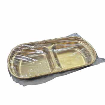 Gambar produk TaffHOME Tempat Saus Kecil Square Sauce Dish Plate Stainless Steel 304 2 Grid - UC3
