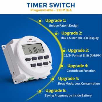 Gambar produk SINOTIMER Programmable Digital Timer Switch Relay 16 Program 220V/16A - TM618N-2
