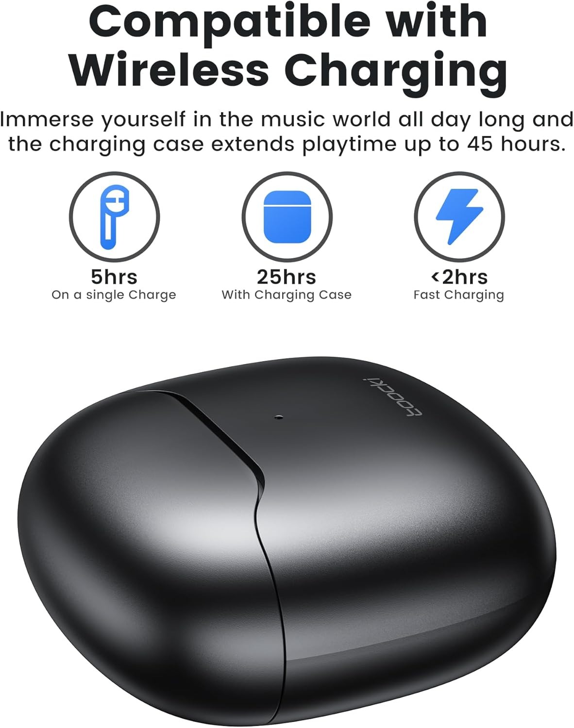 Gambar produk Toocki Earphone Bluetooth 5.3 TWS Earbuds Waterproof IPX4 - HE-080