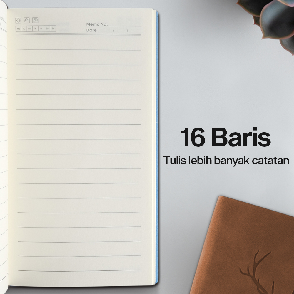 Gambar produk Toddi Buku Jurnal Leather Notebook Diary 68GSM 200 Halaman Grid A6 - CW-5026