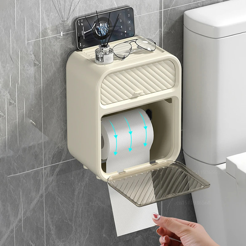 Gambar produk HOMMY Kotak Dispenser Tisu Toilet Kamar Mandi Double Layer - HM2I