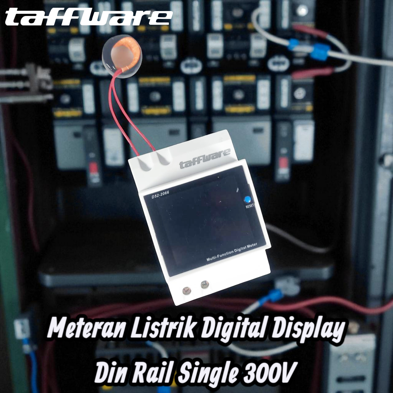 Gambar produk Taffware Meteran Listrik Digital Display Din Rail Single 300V - D52-2066