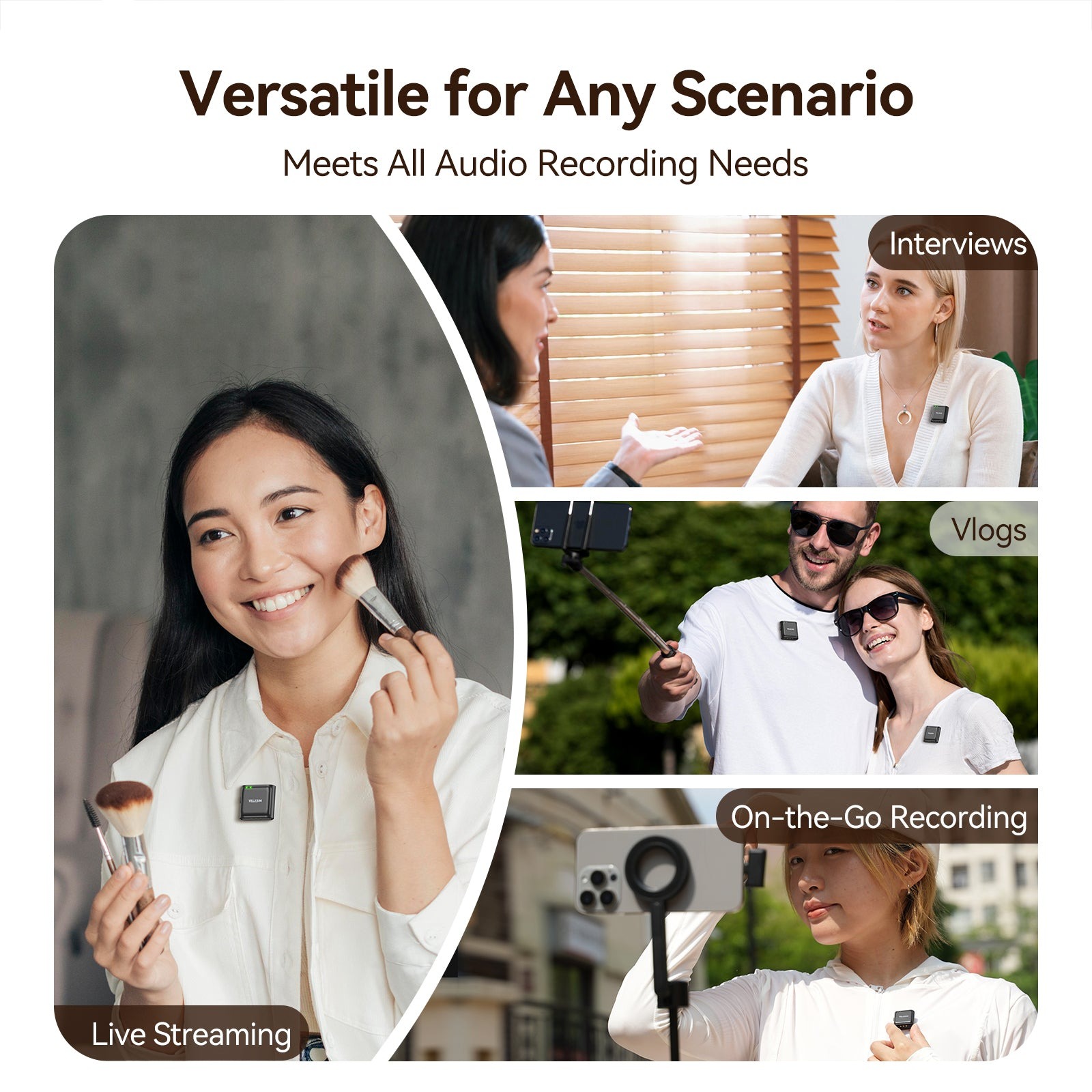 Gambar produk TELESIN Mikrofon Wireless Lavalier Bluetooth Microphone Clip Type C - P5-MCP-01