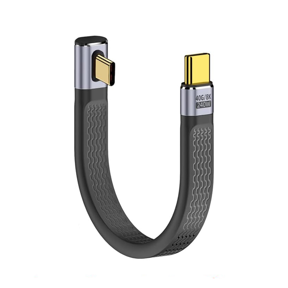 Gambar produk DIXSG Kabel USB Type C to Type C Fast Charging Thunderbolt 240W 14cm Middle Bend - D13