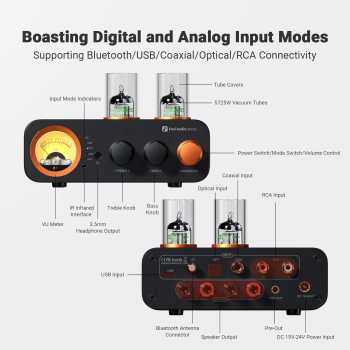 Gambar produk Fosi Audio Amplifier Tube Bluetooth DAC TPA3221 with VU Meter - MC331