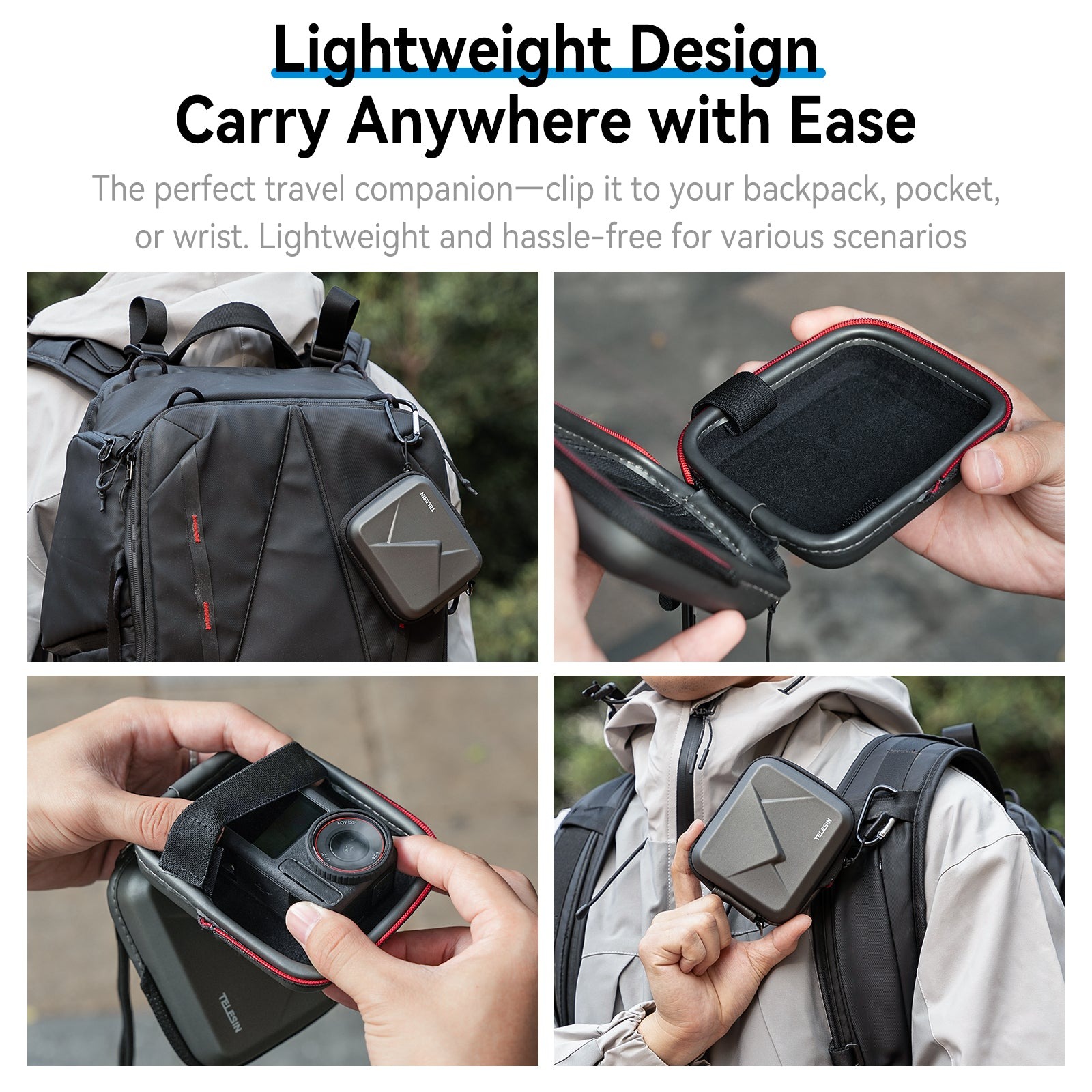 Gambar produk TELESIN Tas Kamera GoPro Hero Action Camera Bag Hard Shell Waterproof - S6-PRC-07