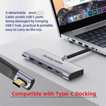 Gambar produk DIXSG Kabel USB Type C to Type C Fast Charging Thunderbolt 240W 14cm Middle Bend - D13