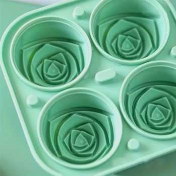 Gambar produk KoMall Cetakan Es Batu Silikon Mawar 4 Grid Ice Cube Mold - K400