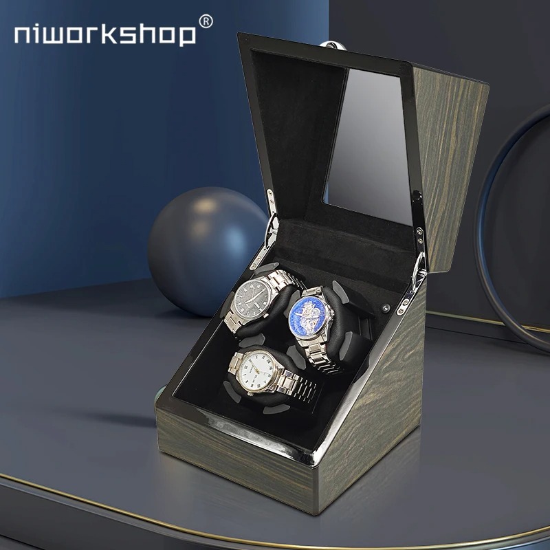 Gambar produk Niworkshop Watch Winder Box Automatic Kotak Display Jam Tangan 3 Slot - WX-3366