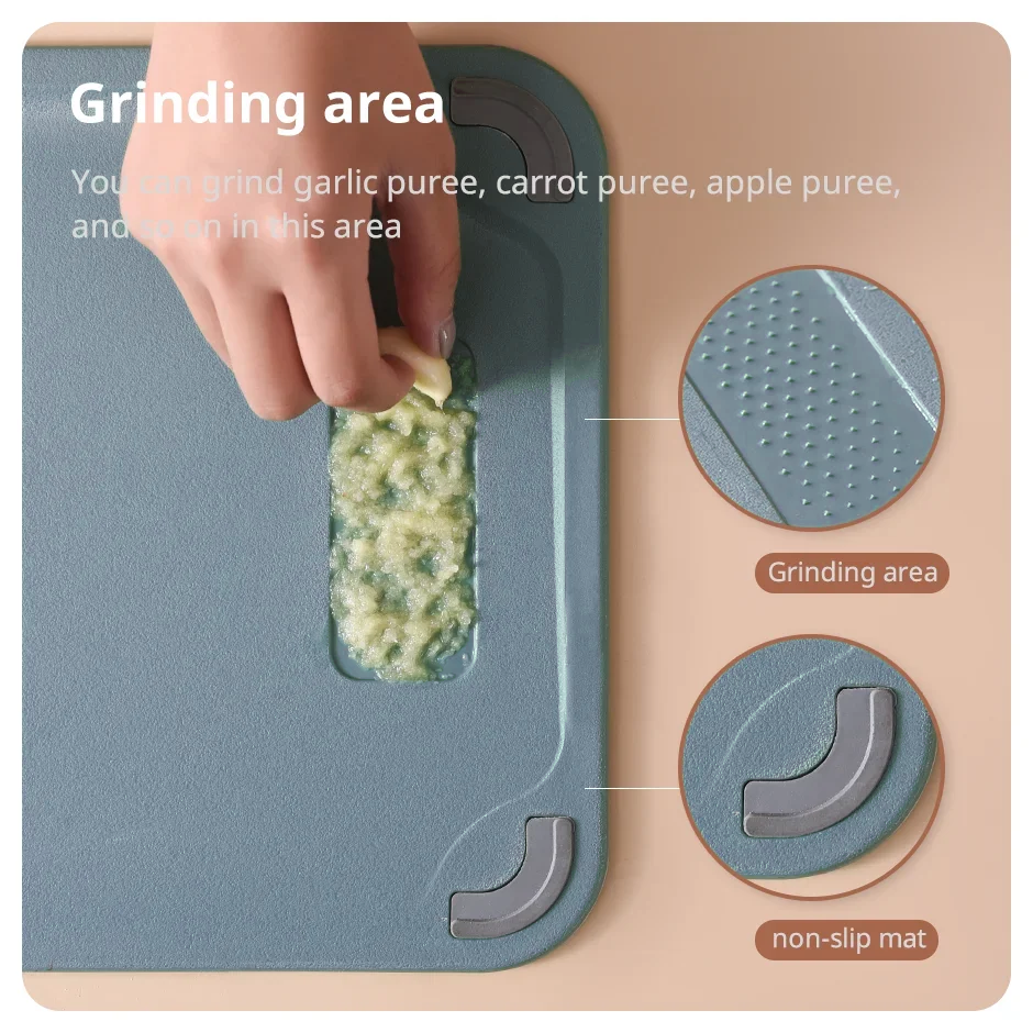 Gambar produk Beihe Multifunctional Cutting Board Stainless Steel PP Double Sided - B025