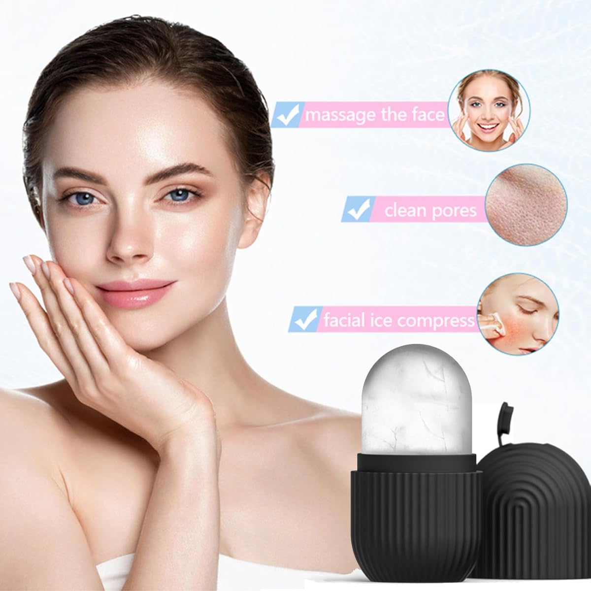 Gambar produk LANBENA Cetakan Es Batu Pijat Wajah Facial Ice Roller Silicone - LB01