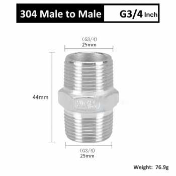 Gambar produk SHILECTI Sambungan Pipa Air Male Hex Nipple Pipe Connector 2 PCS 3/4 Inch - SC138