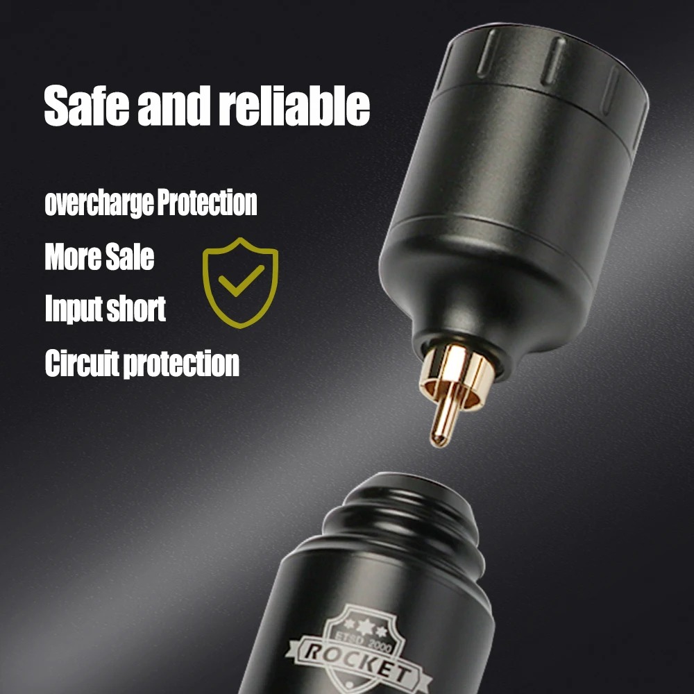 Gambar produk ROCKET Wireless Tattoo Machine Kit Travel 4mm 1300mAh with Cartridge - YL359